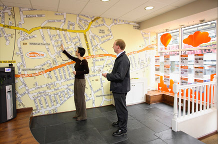 Digital Wallpaper map of local area for House and Co Estate Agents