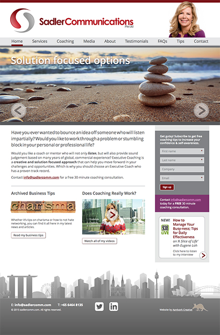 Responsive and retina-optimised website for Sadler Communications Pte Ltd, Singapore